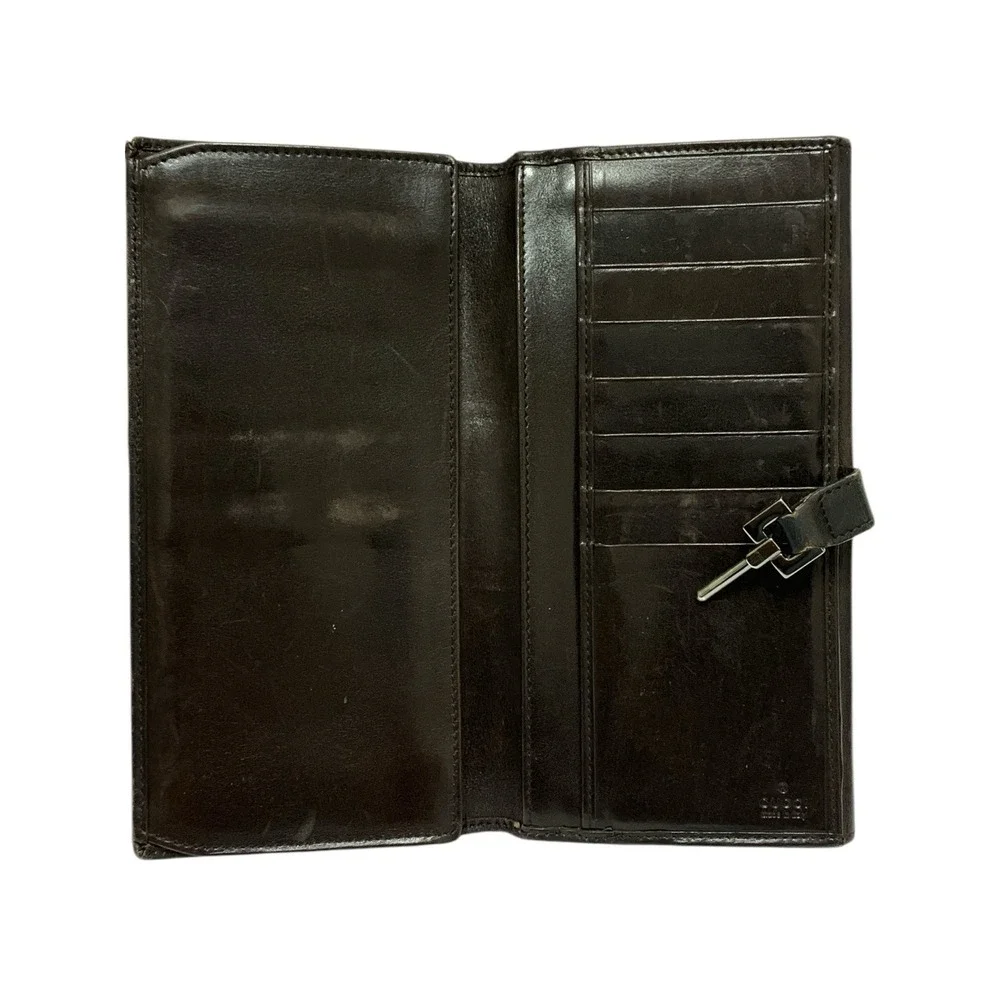 Gucci Jackie Continental Long Wallet Brown Leather & Canvas with Silver Hardware - Picture 6 of 12